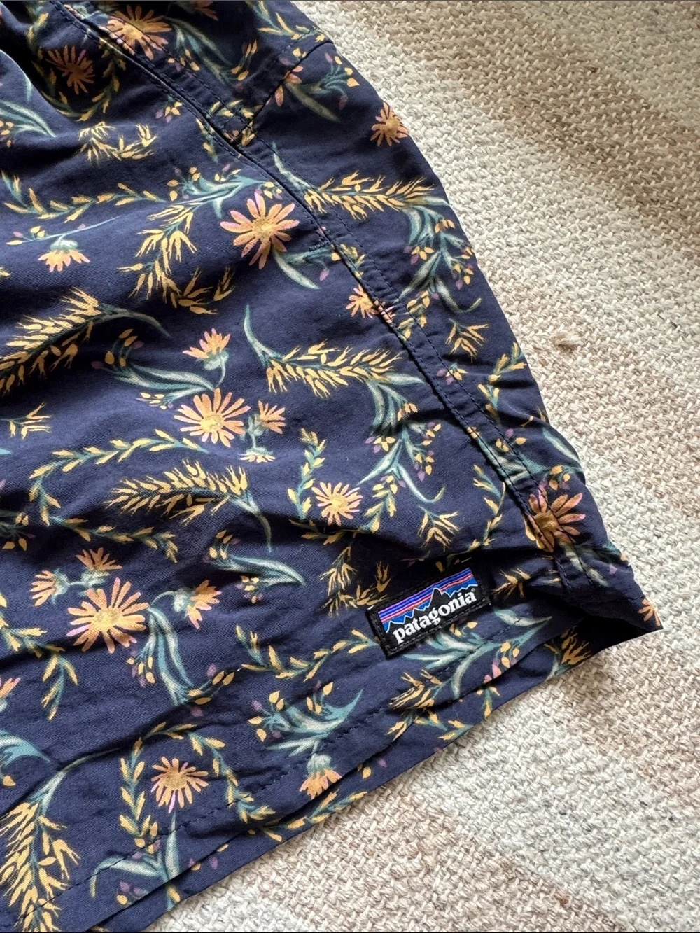 Patagonia Women's Navy Floral Athletic Shorts - Picture 2 of 6